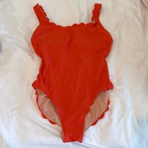 J.Crew scalloped orange Bathing Suit Swim One Piece size small never worn